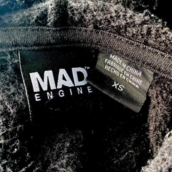 MAD Engine NASA Warped Check Hoodie Checkered Sleeves Classic Sweatshirt XS - Picture 7 of 8